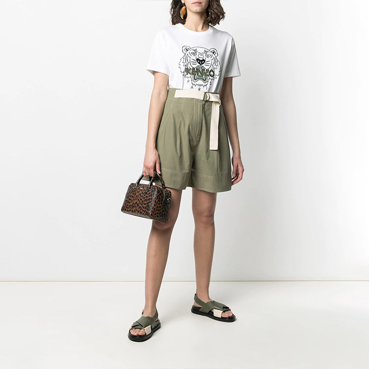 KENZO SS21 Tiger Head Embroidered Pattern Short Sleeve White FB52TS9124YE-01B