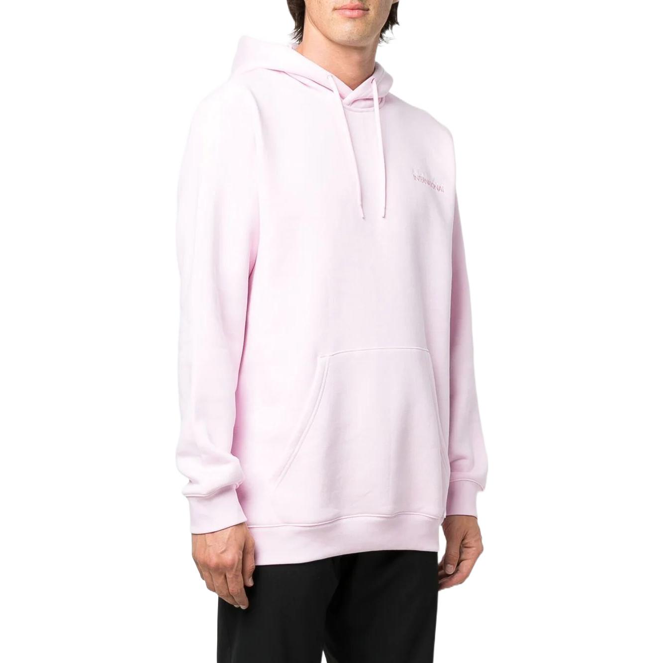 adidas Back Pattern Drawstring Hood Long Sleeves Hoodie Men's Light Pink HF5674