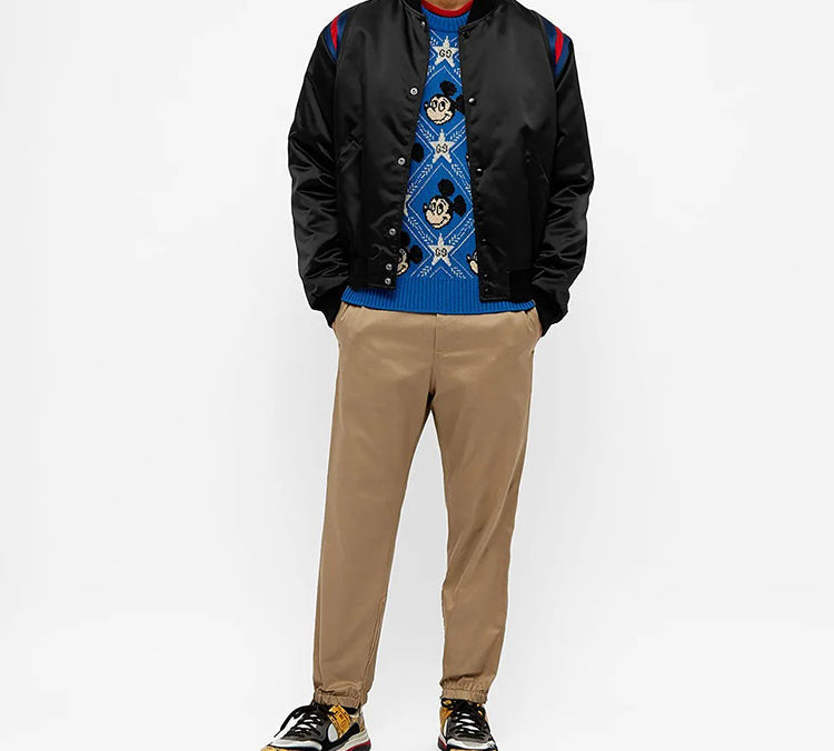 Gucci x Disney Mickey Mouse Pattern Crewneck Sweater For Men Blue 601563-XKA57-4318