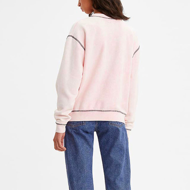 (WMNS) Levi's Midnight Blue Series Loose Round Neck Pullover Pink Hoodie 84693-0000