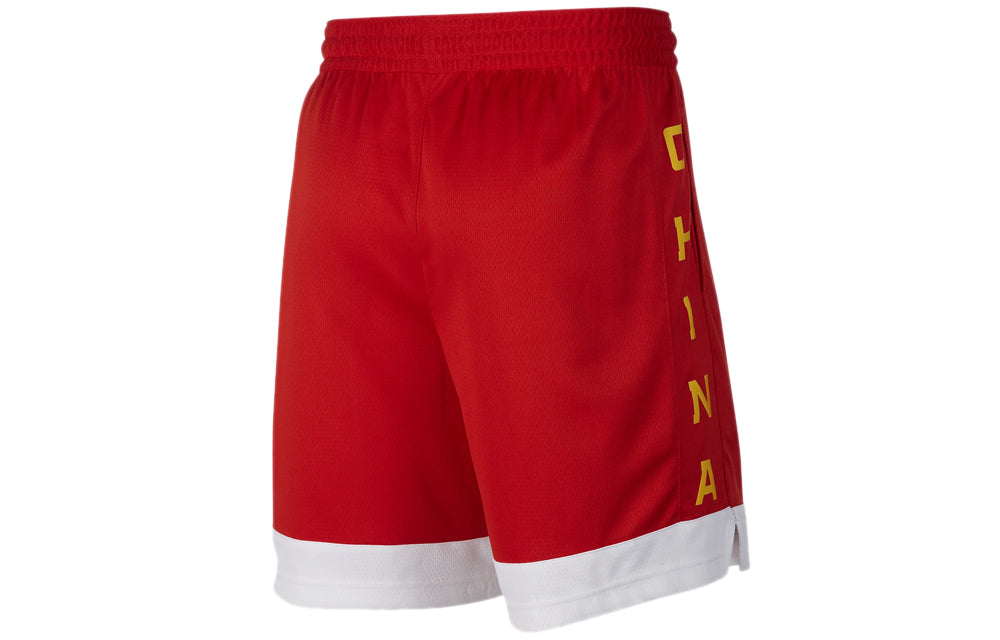 Nike China Team Alphabet Logo Contrasting Colors Sports Basketball Shorts Red AV3830-637