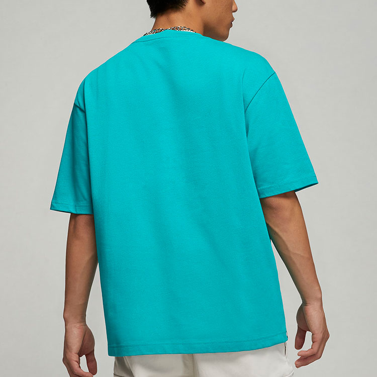 Air Jordan Solid Color Alphabet Round Neck Short Sleeve T-Shirt Men's Green DO6100-322