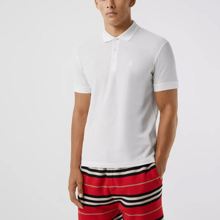 Burberry Pattern Net Cotton Polo Male White 80140051