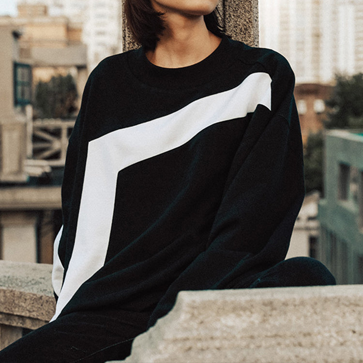 Vans Logo Printing Casual Sports Pullover Couple Style Black VN0A54NCBLK