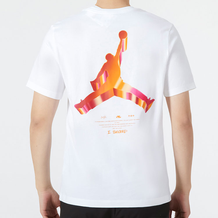 Men's Jordan Printing Logo Solid Color Round Neck Short Sleeve White T-Shirt DH8967-100
