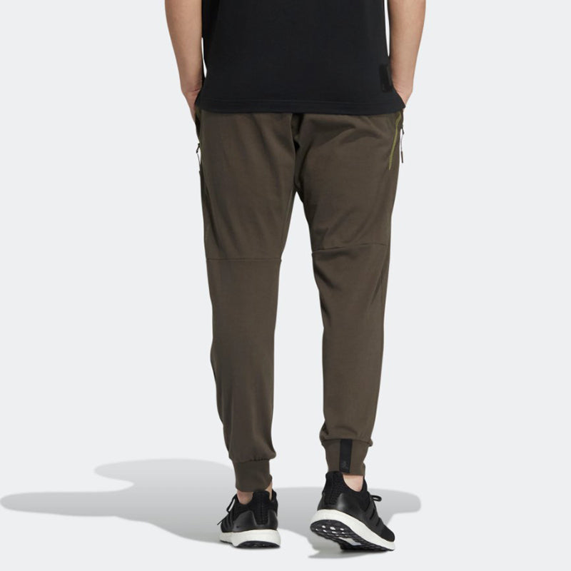 Men's adidas WJ KN PNT Solid Color Logo Printing Bundle Feet Sports Pants/Trousers/Joggers Dark Grey Olive Green HE5159
