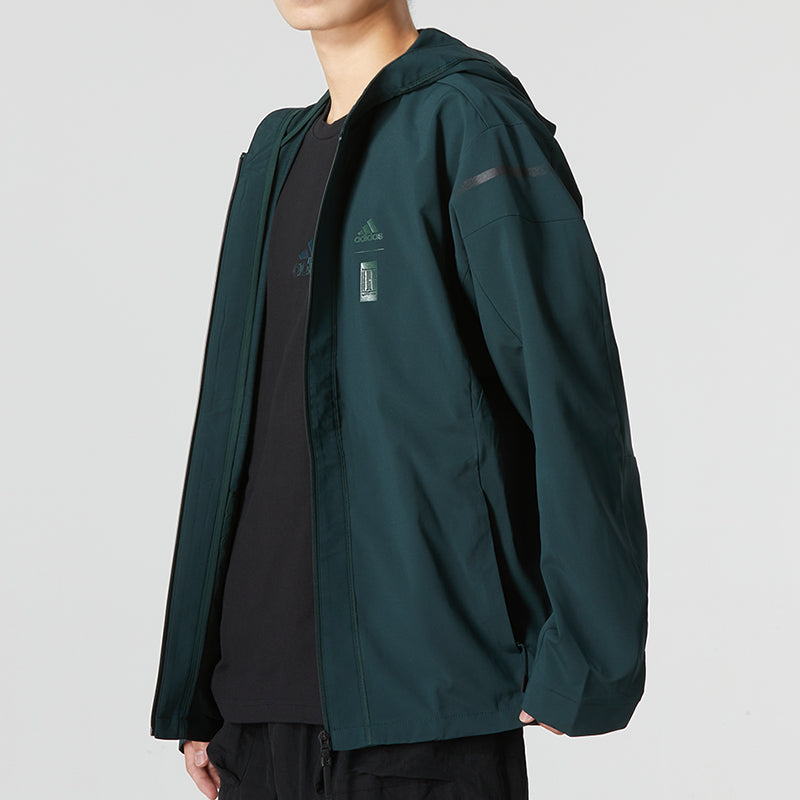 Men's adidas Wj Mh Wv Wb Solid Color Athleisure Casual Sports Hooded Jacket Military Green HM2949