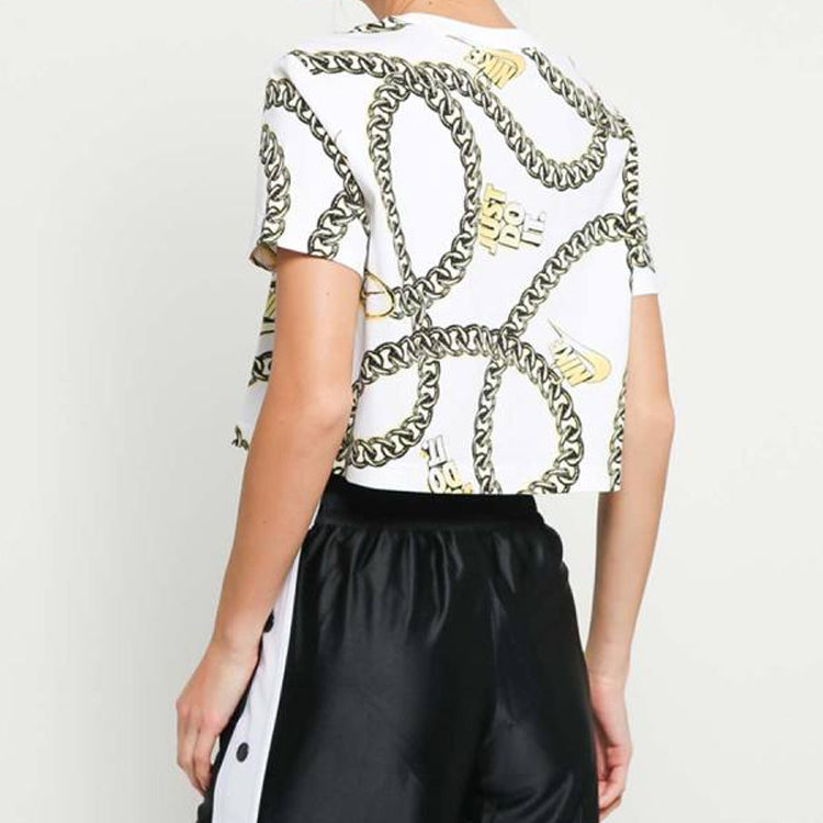 (WMNS) Nike Large Gold Printing Short Sleeve White CI9356-100