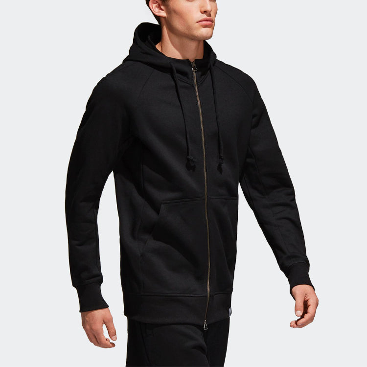 adidas originals hooded Zipper Sports Jacket Black BQ3092