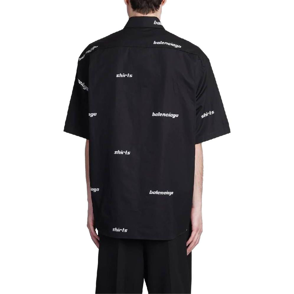 Balenciaga All Over Logo Short Sleeve Shirt 'Black White' 681702TOL651070