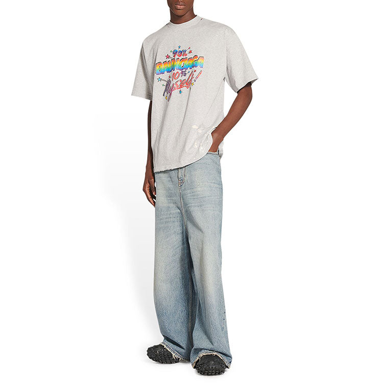 Balenciaga 90/10 T-Shirt Large Fit 'Light Grey' 641675TMVH32569