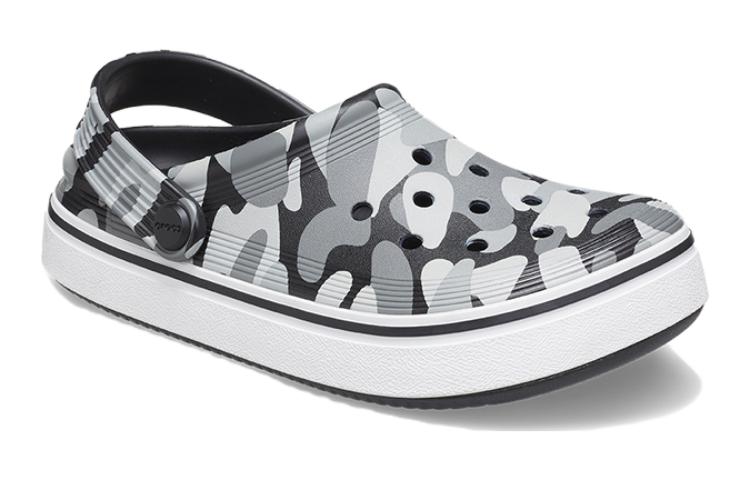 (GS) Crocs Off Court Printed Clogs 'Grey Black White' 209150-066