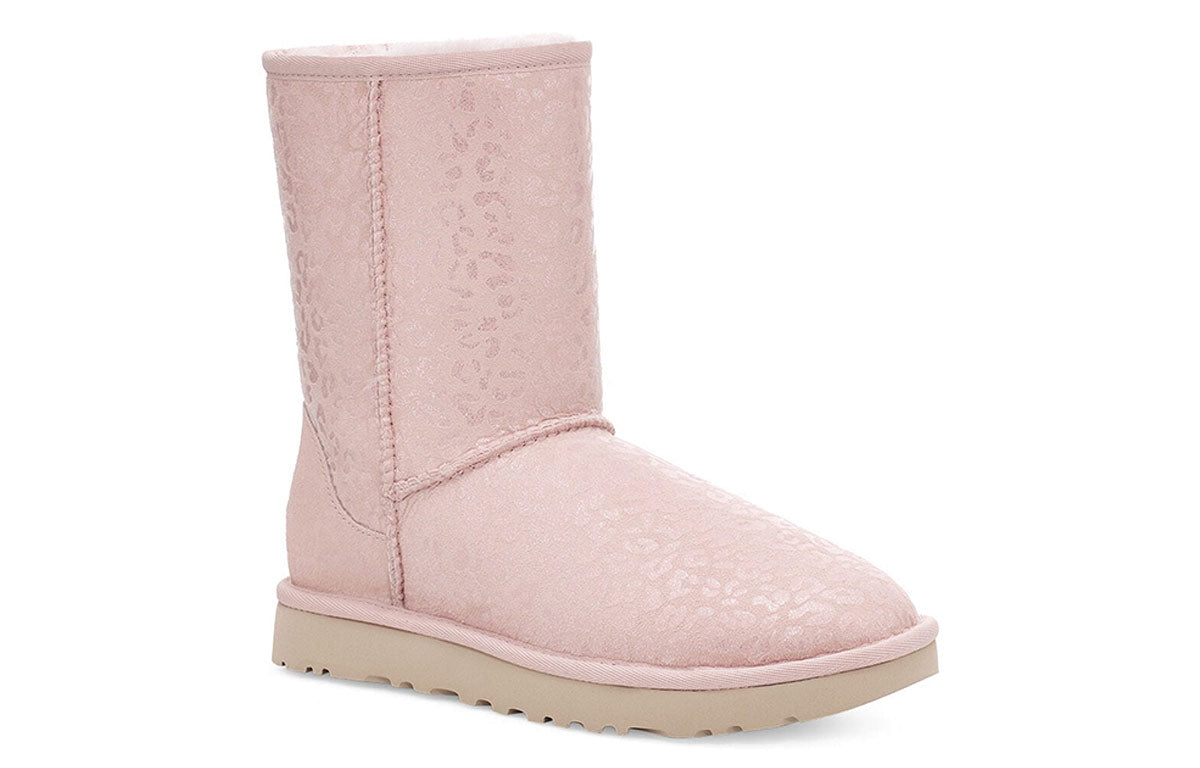 (WMNS) UGG Classic Short Snow Leopard Fleece Lined Pink 1113495-QRT