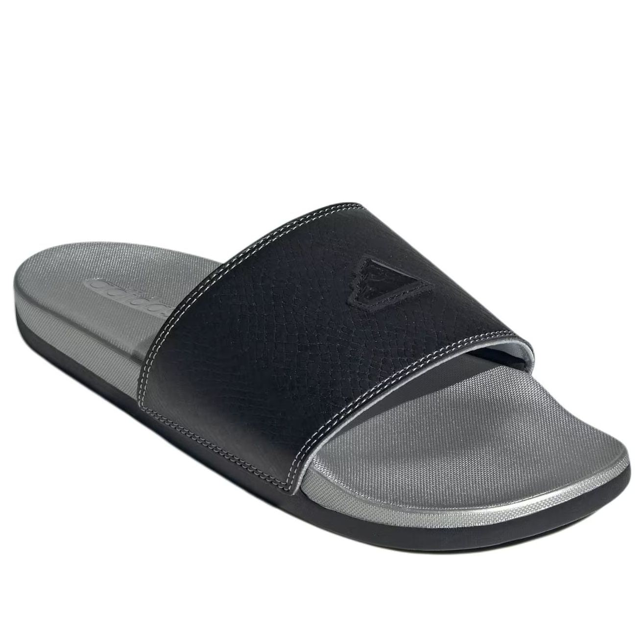 adidas Adilette Comfort Slides Asia Sizing ' Black Silver Metallic' JQ2254