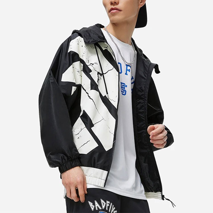 Li-Ning BadFive Woven Hooded Windbreaker 'Black White' AFDT059-4