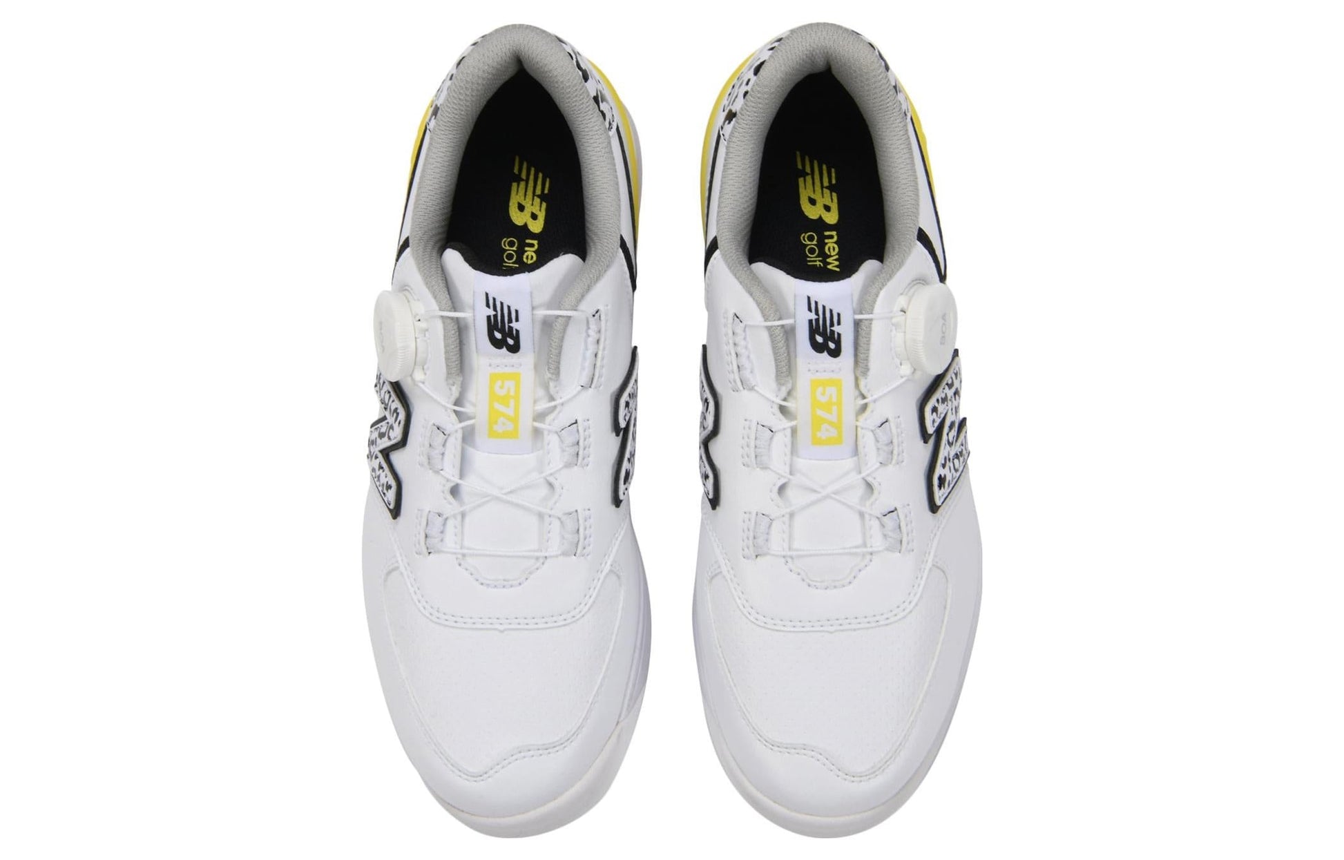 (WMNS) New Balance 574 BOA 2E Golf Shoes 'White Black Yellow' WGBS574A