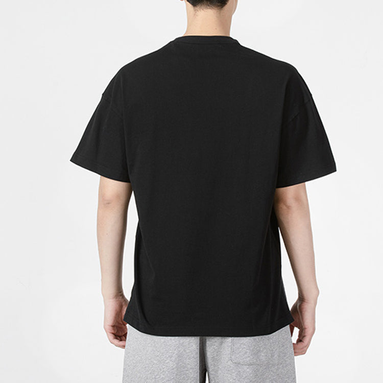 Men's adidas Printing Logo Solid Color Round Neck Pullover Short Sleeve Black T-Shirt HE4361