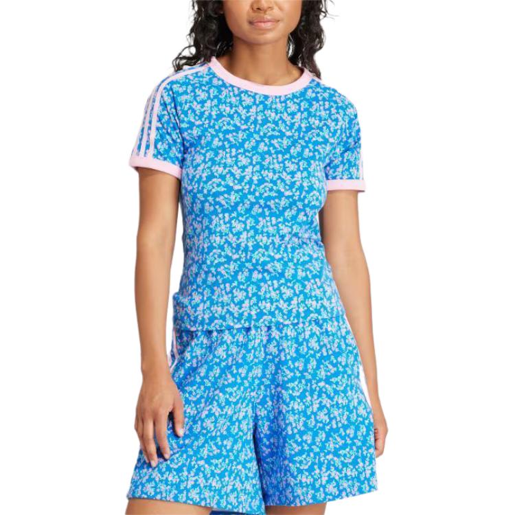 (WMNS) adidas Kseniaschnaider Graphic Print Cali T-shirt Asia Sizing 'Blue Pink' IU2507