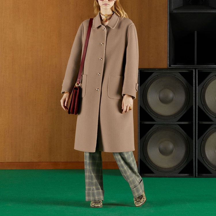 (WMNS) Gucci Reversible GG Wool Coat 'Camel Beige' 695094-ZAIYP-2296