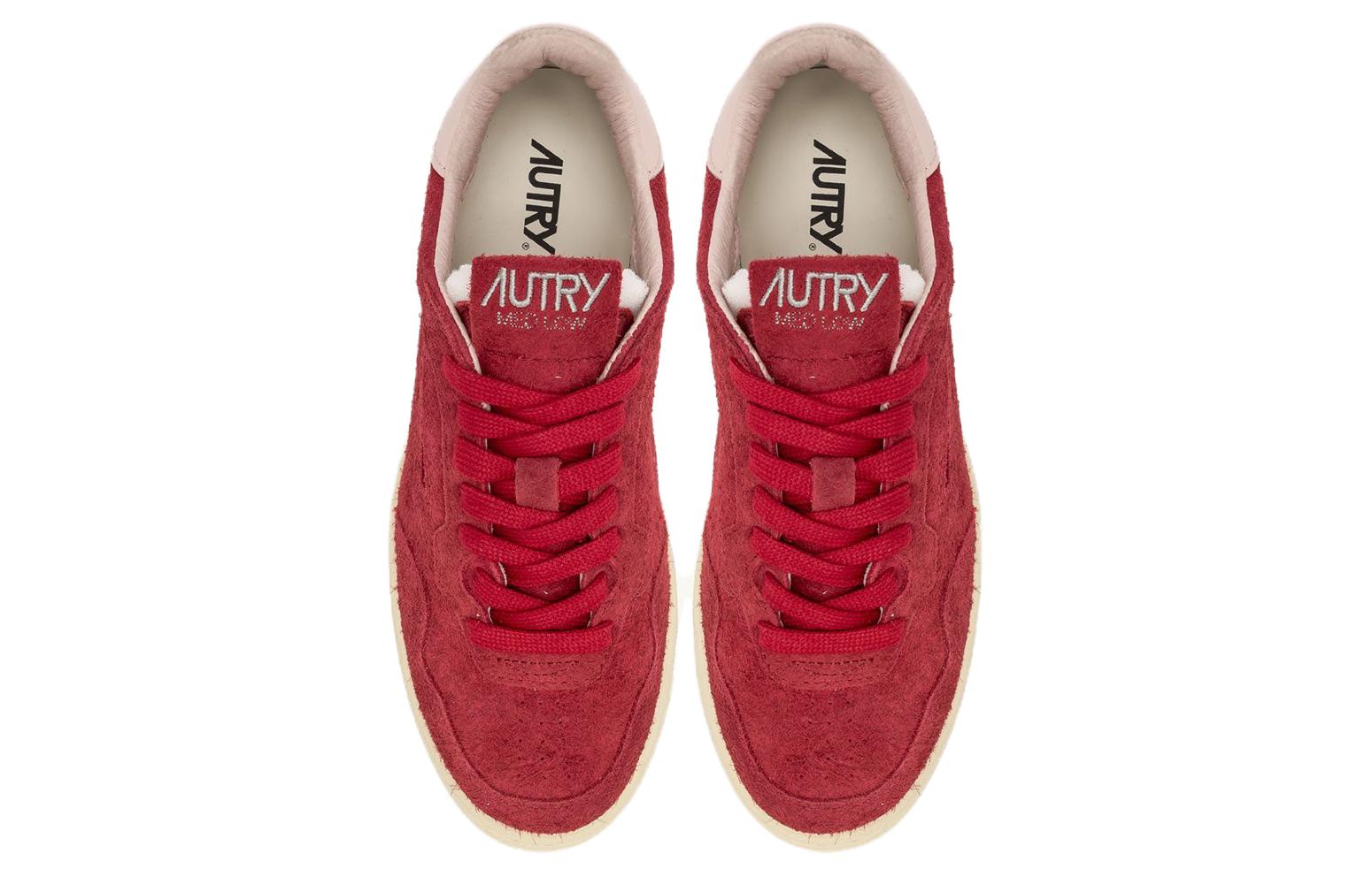 (WMNS) AUTRY New Flat Low Suede 'Red and Powder Pink' FLLW-UL03