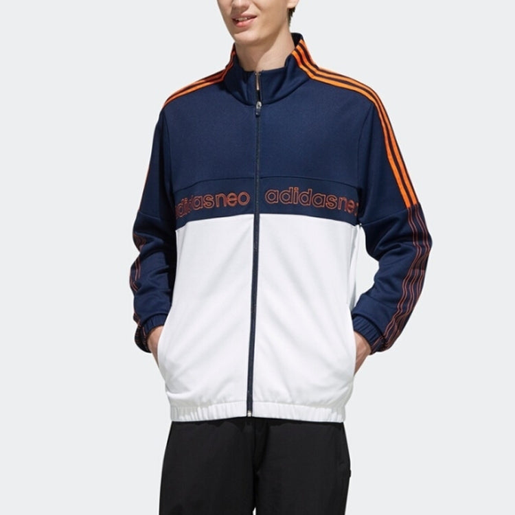 adidas neo Stand Collar Athleisure Casual Sports Stay Warm Running Training Windproof Jacket Blue White EI4648