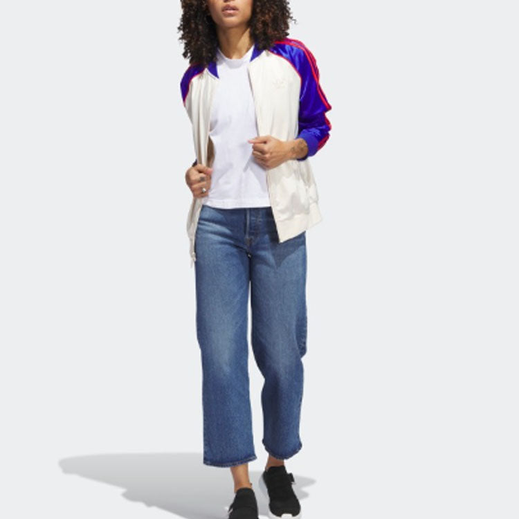 (WMNS) adidas Satin SST Track Jackets 'White Purple' IC5226