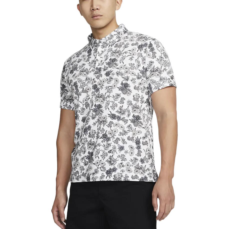 Men's Nike Floral Printing Full Print Lapel Pullover Short Sleeve Polo Shirt DH0941-100