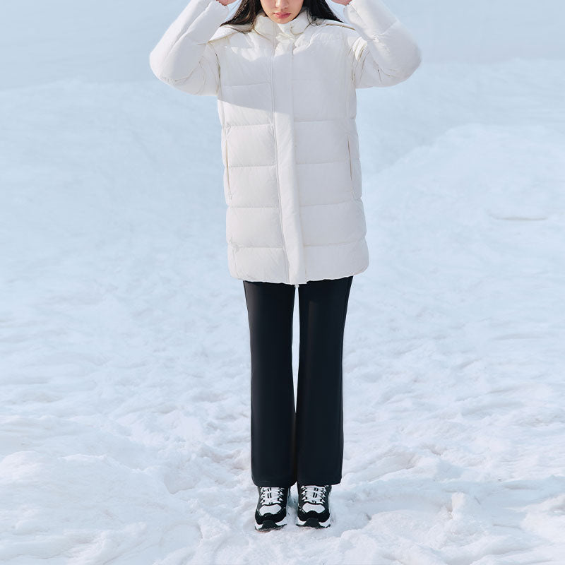 (WMNS) Skechers BASIC Long Down Jacket 'White' P423W085-0211