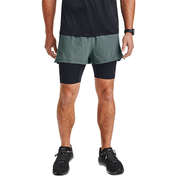 Under Armour RUSH 2-in-1 Running Shorts 'Teal Black' 1350149-424