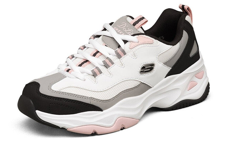 (WMNS) Skechers D'Lites Low-Dad Shoes White/Black/Pink 149492-WBPK