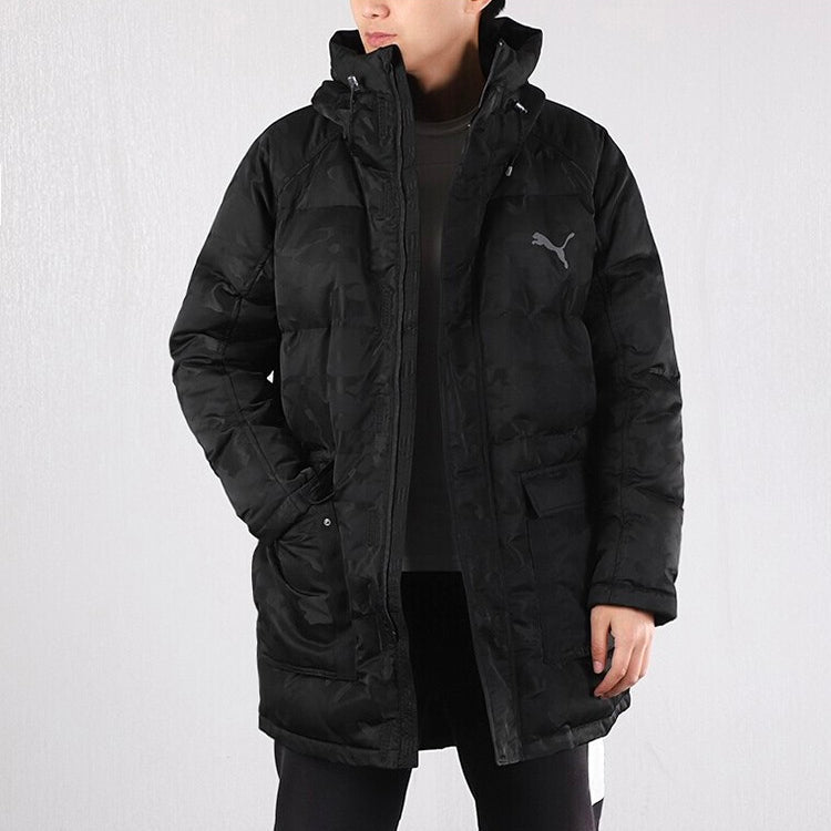 PUMA Hoodie Down Coat Solid Jacket 'Black' 581641-01