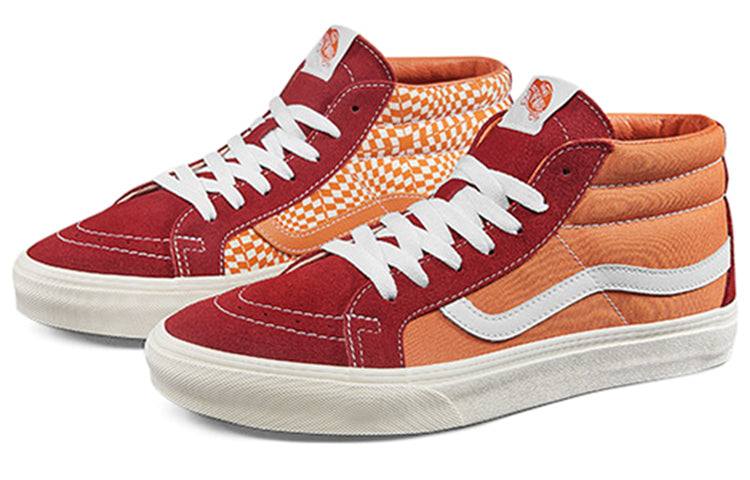 Vans Sk8-mid Retro Mid-Top Casual Skate Shoes Unisex Red Orange Splicing 'Orange Red' VN0A391FTEV