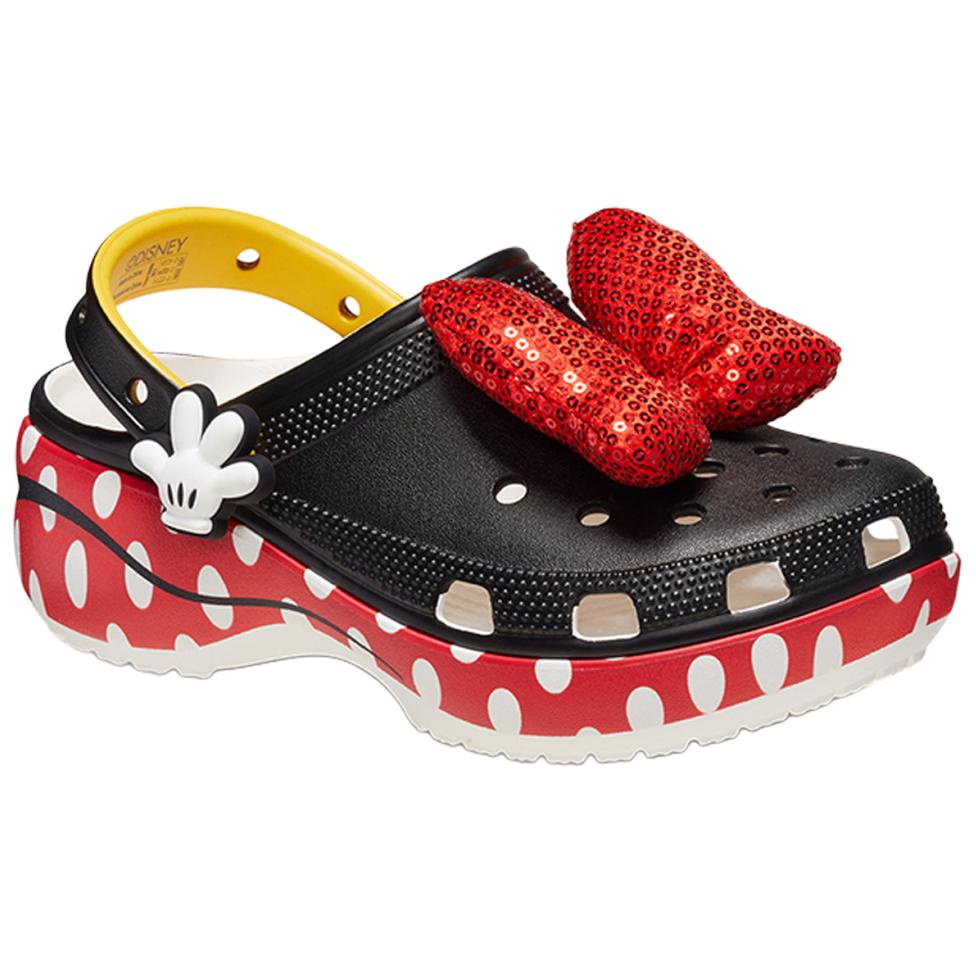 (WMNS) Crocs x Minnie Mouse Classic Platform Clogs 'Black Red White' 209896-100
