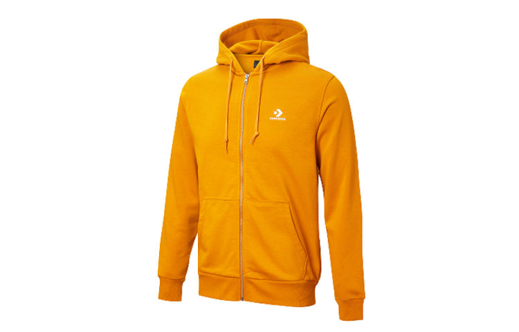 Men's Converse Logo Cardigan hooded Drawstring Jacket Yellow 10020341-805