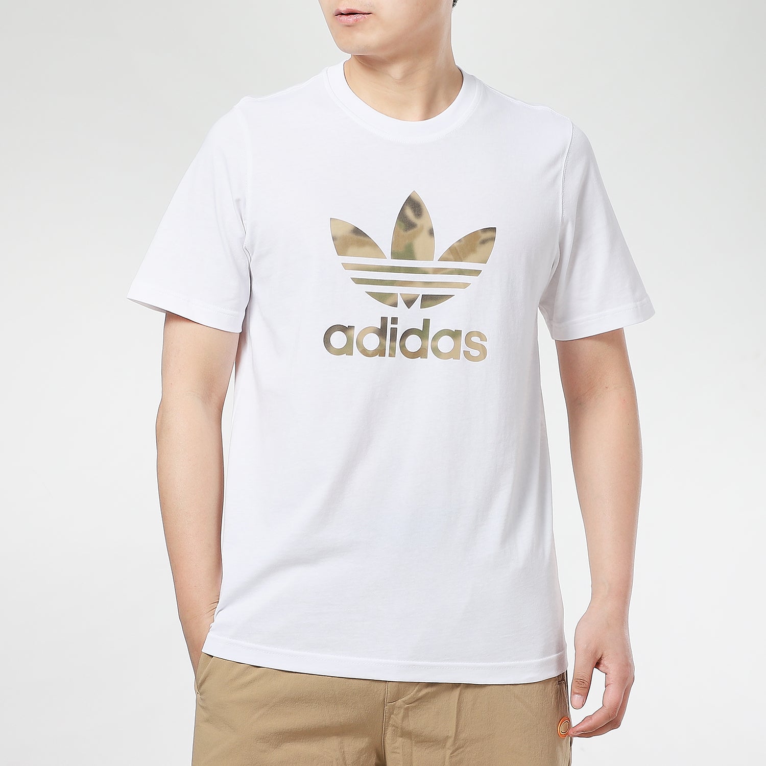 adidas originals CamouflageLogo Printing Round Collar Male White GN1855