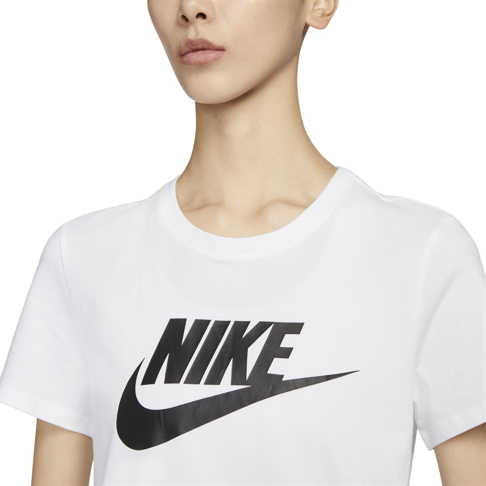 (WMNS) Nike Sportswear Essentials Logo T-shirt Asia Sizing 'White Black' DX7907-100