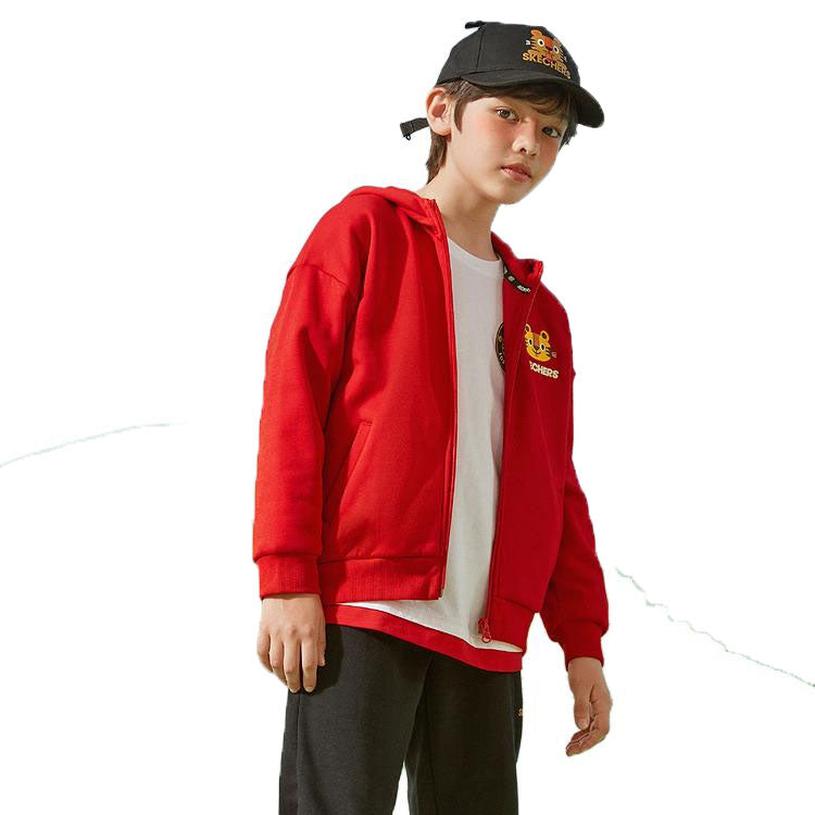 (GS) Skechers CNY Series Graphic Jacket 'Black Red' L122K095