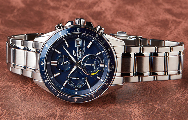 CASIO EDIFICE Waterproof Sapphire Crystal Solar Powered Stainless Steel Strap Mens Silver Analog EFS-S510D-2AVUPR