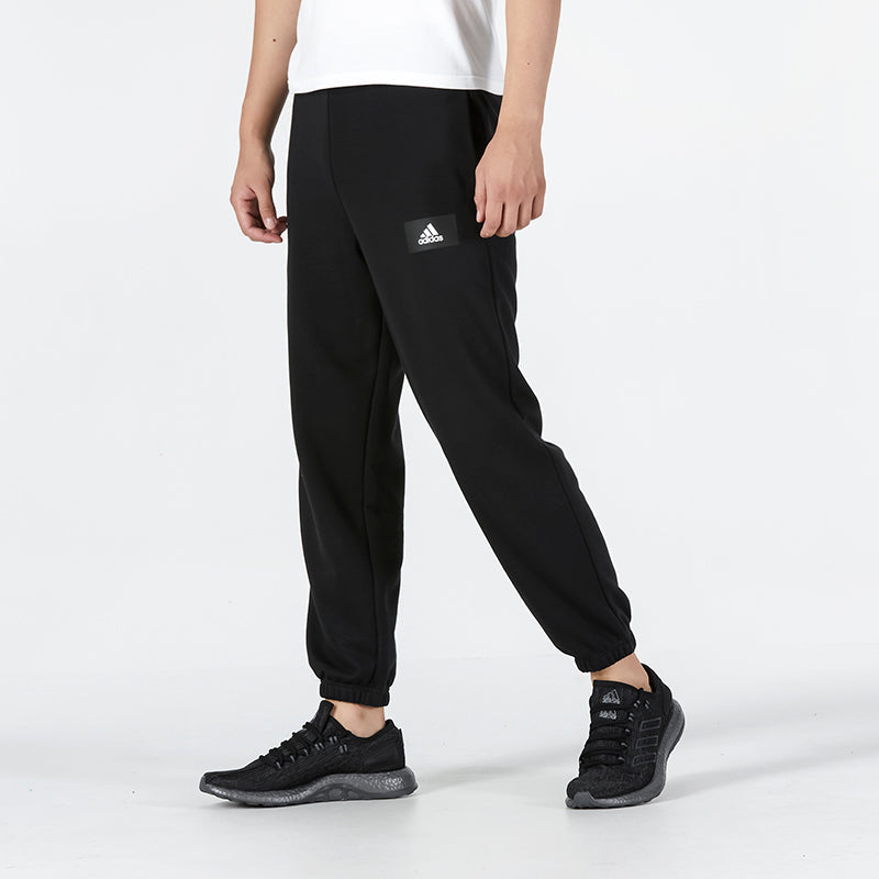 Men's adidas Knit Pants Label Logo Casual Sports Bundle Feet Long Pants/Trousers Autumn Black HZ7023