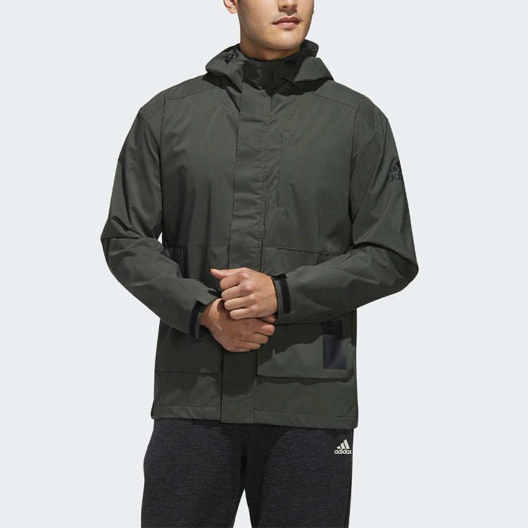 adidas Windproof Breathable Sports Hooded Jacket Brown EH3744