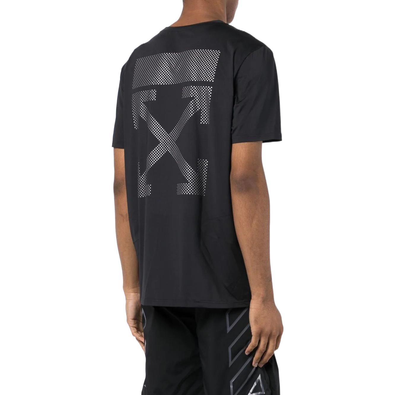 Men's Off-White Printing Arrow Pattern Round Neck Short Sleeve Black T-Shirt OMVA031S22FAB0011010