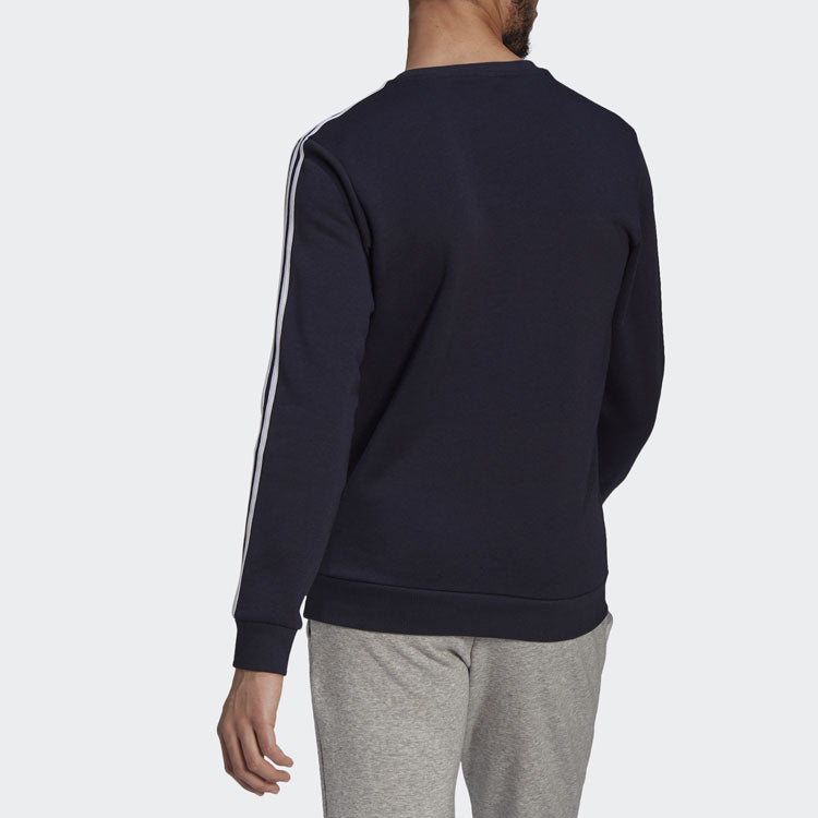 Men's adidas 3s Fl Swt Stripe Pullover Round Neck Sports Ink Blue GK9111
