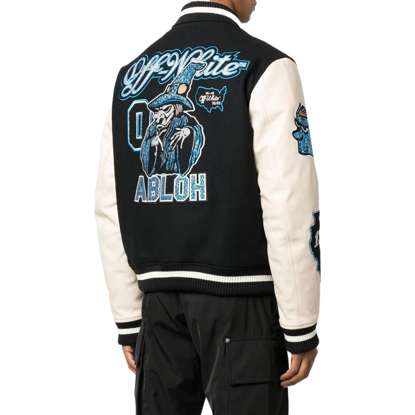 Off-White logo patch varsity jacket 'Black' OMJA097F22LEA0011045