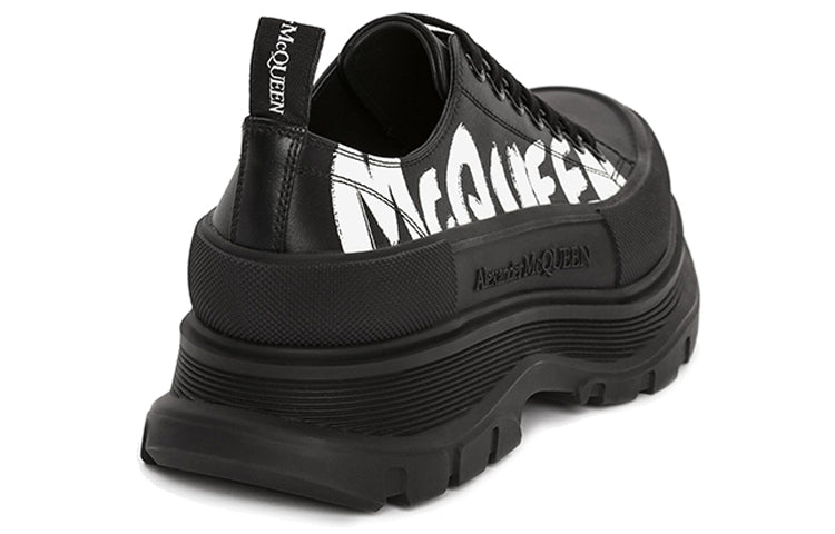 Alexander McQueen Tread Slick Low Lace Up Canvas Graffiti 'Black White' 682423WIABD1070