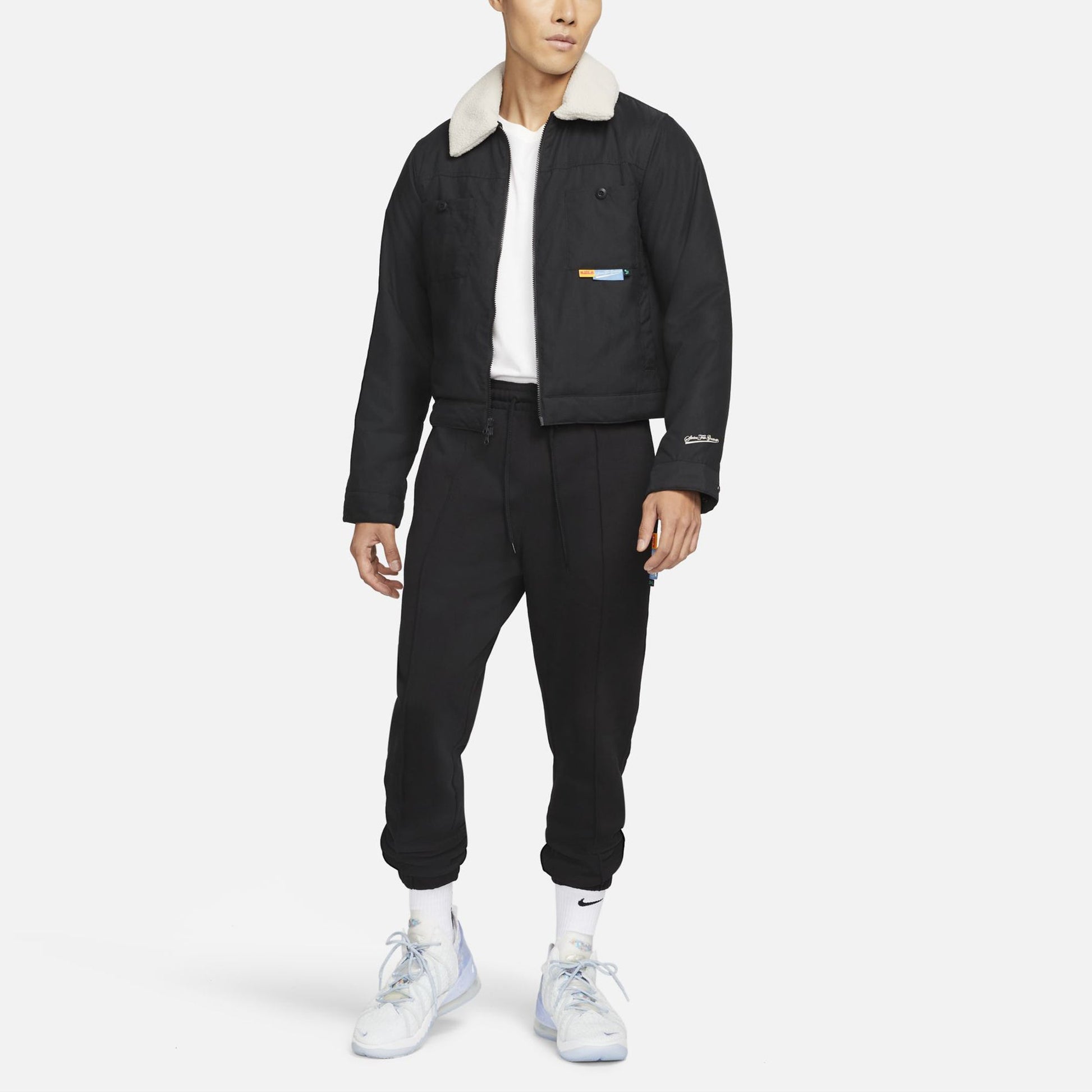 Men's Nike Fleece Lapel Sports Padded Clothes Black Jacket DA6716-010