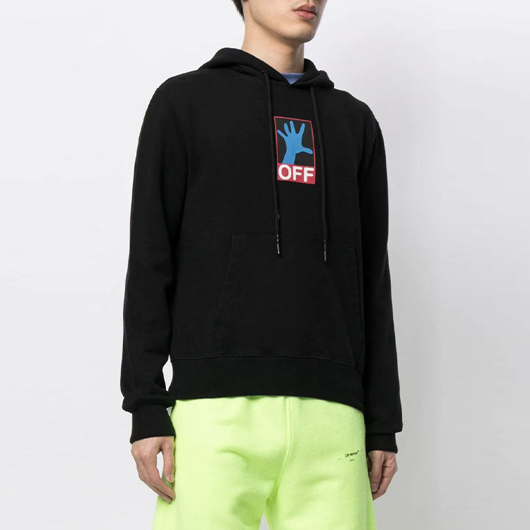 Off-White FW21 Logo Pullover hooded Long Sleeves Black OMBB034S21FLE0111045
