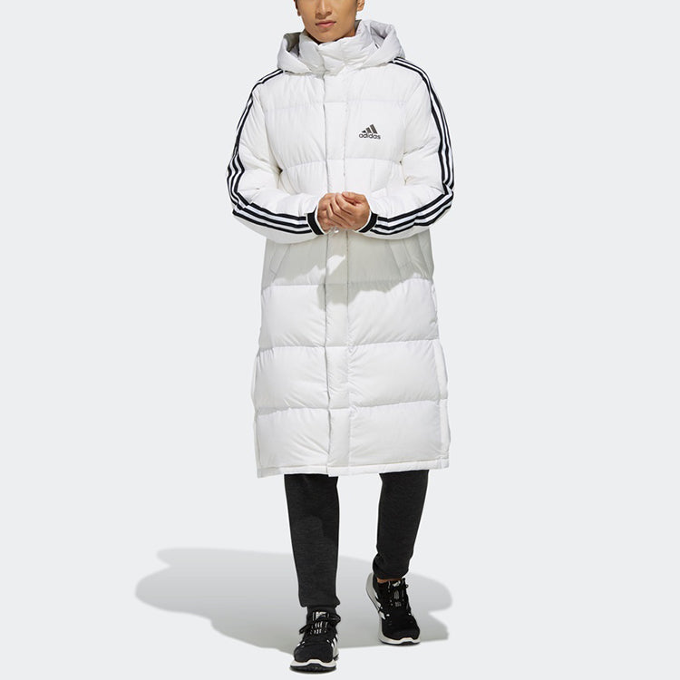 adidas 3st Long Parka Stay Warm Solid Color mid-length hooded down Jacket White EH3991