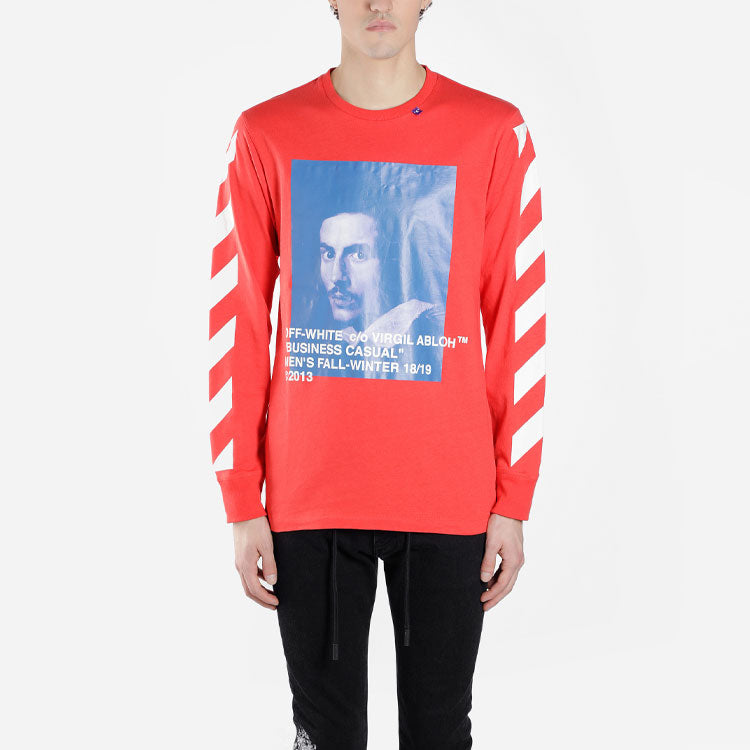 Off-White Bernini Diagonal Stripe Print T shirt 2030 Red/Blue OMAB001F181850112030