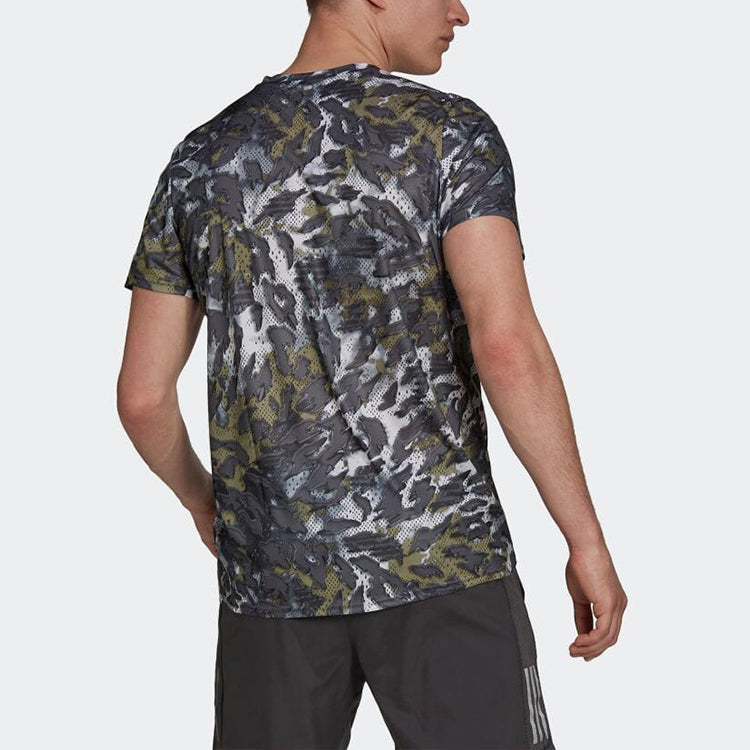 adidas Fast Graphic Primeblue Running Tee 'Grey Six Focus Olive' H32185