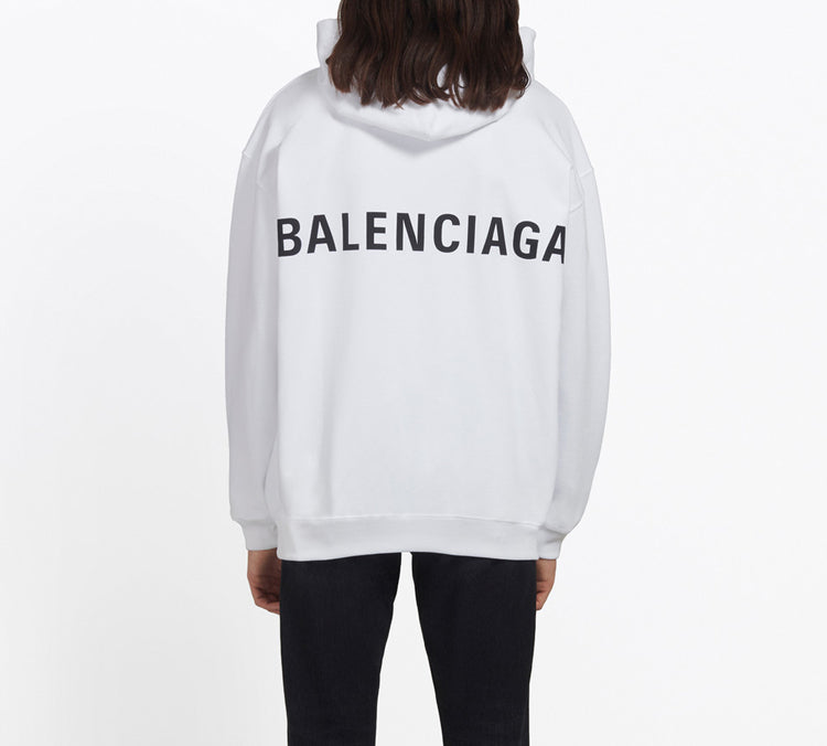 Men's Balenciaga Back Large Logo Solid Color Printing White 508184TYK549000